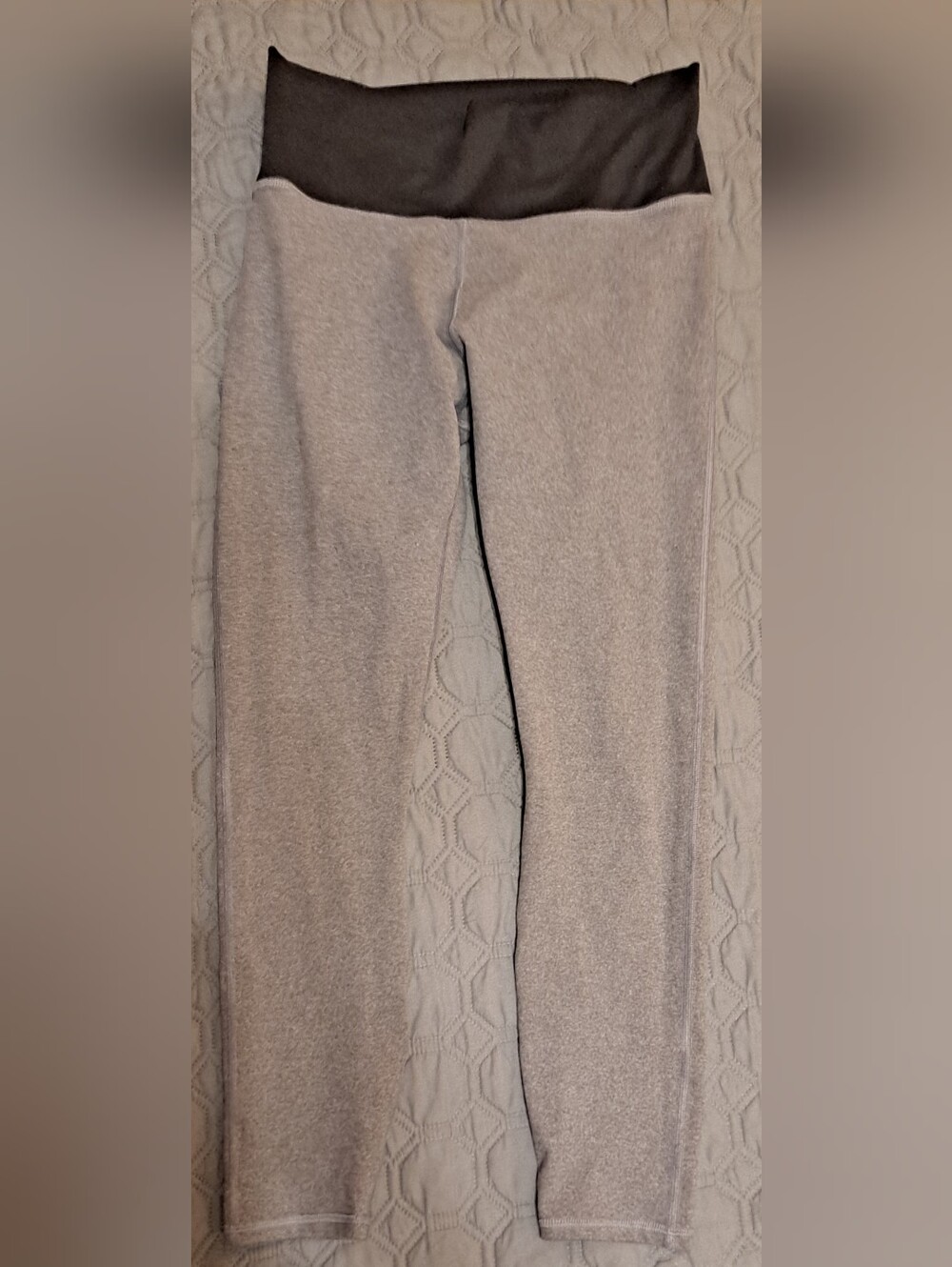 Fabletics Women's High-Waist Gray Knit Leggings with Charcoal Waistband M